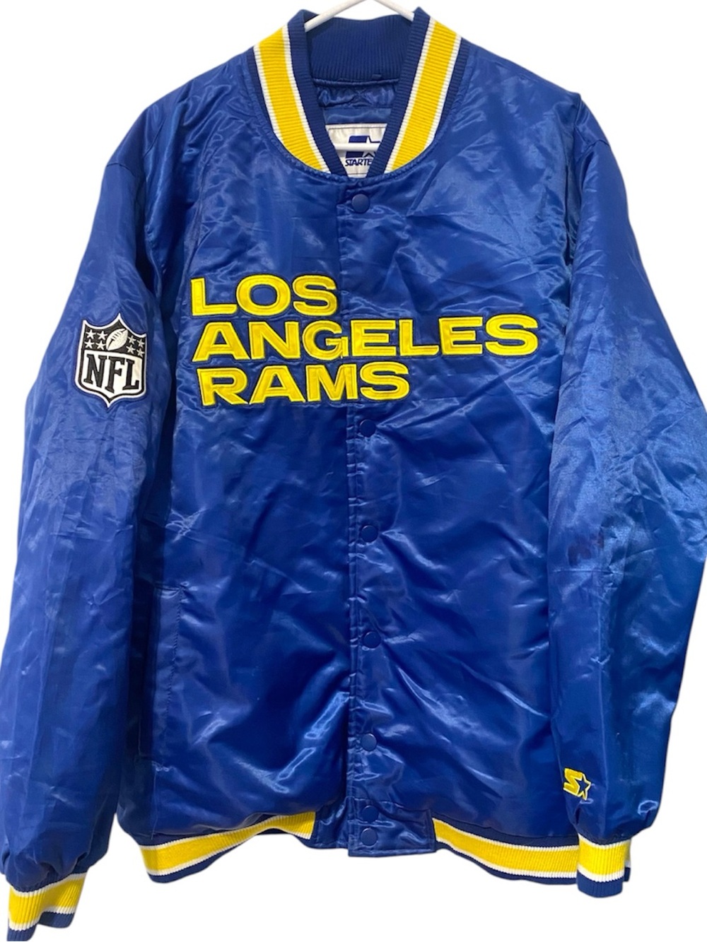 Los Angeles Rams STARTER Blue and Yellow Retro Satin Jacket 3XL